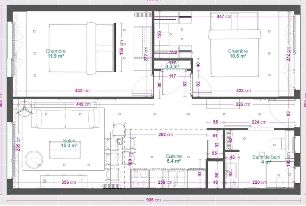 Appartement Le 44, T3 Equipe Au Centre *